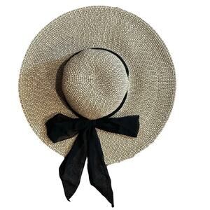 Large Brim Beach Sun Hat With Bow Detail